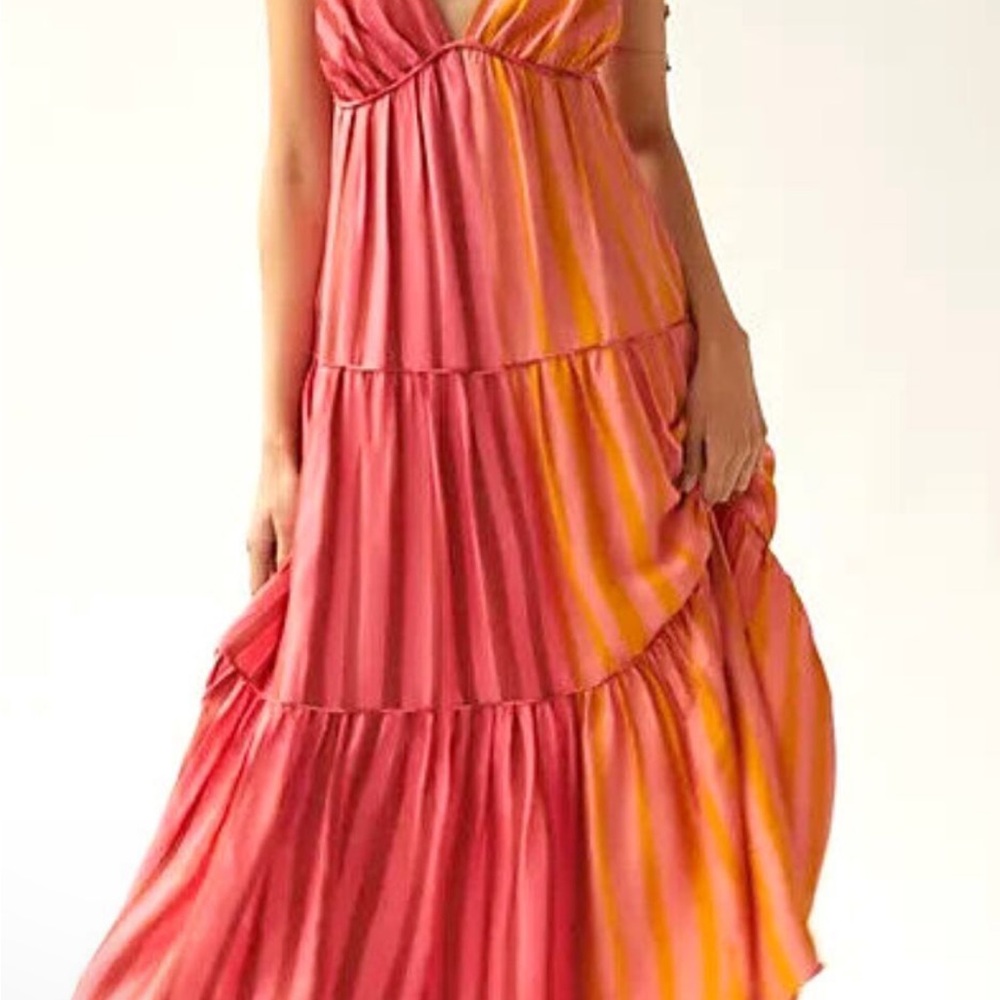 Striped Pink and Orange Maxi Dress
